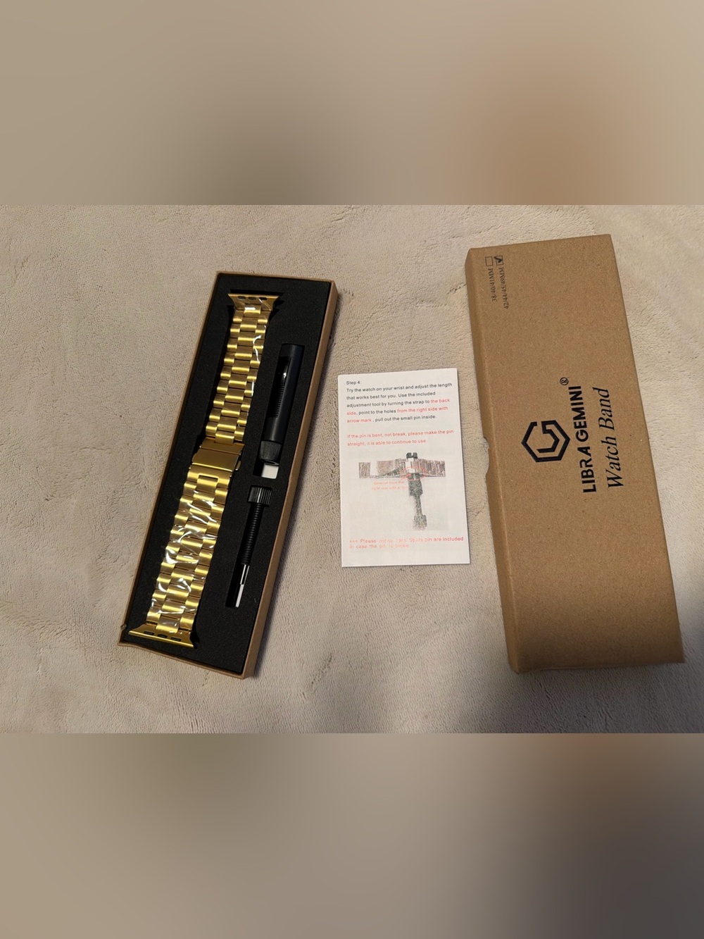 Gold Stainless Steel Watch Band Replacement Strap